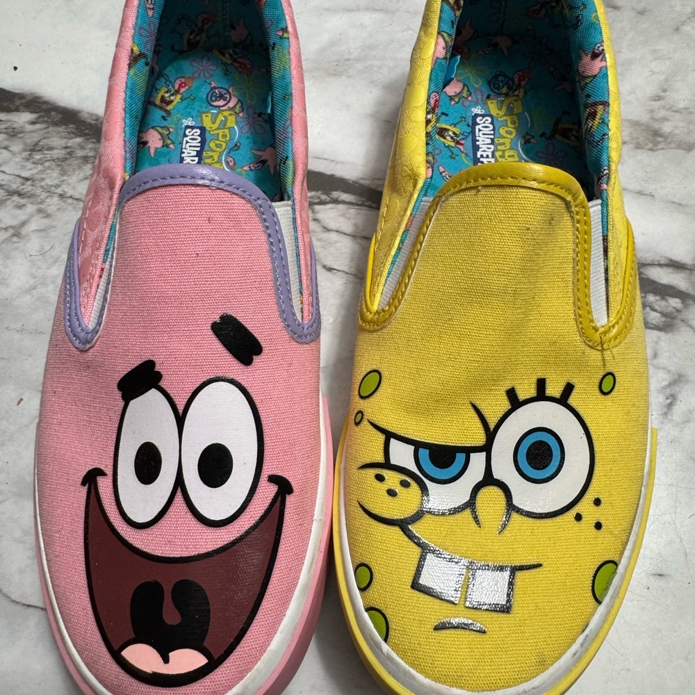 SpongeBob SquarePants Pink and Yellow Character Slip-Ons - Picture 1 of 3